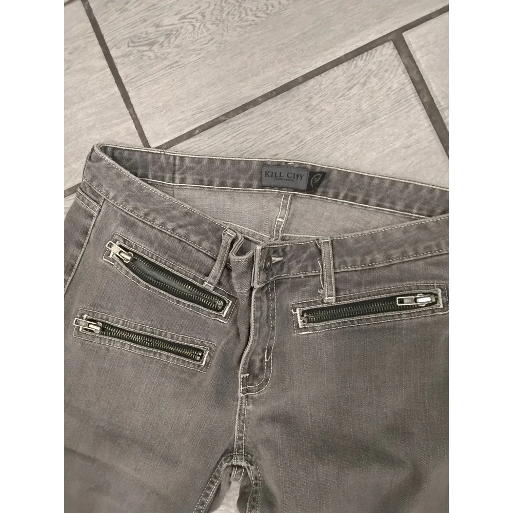 KILL CITY Grey Zipper Detail Skinny‎ Jeans Size 31